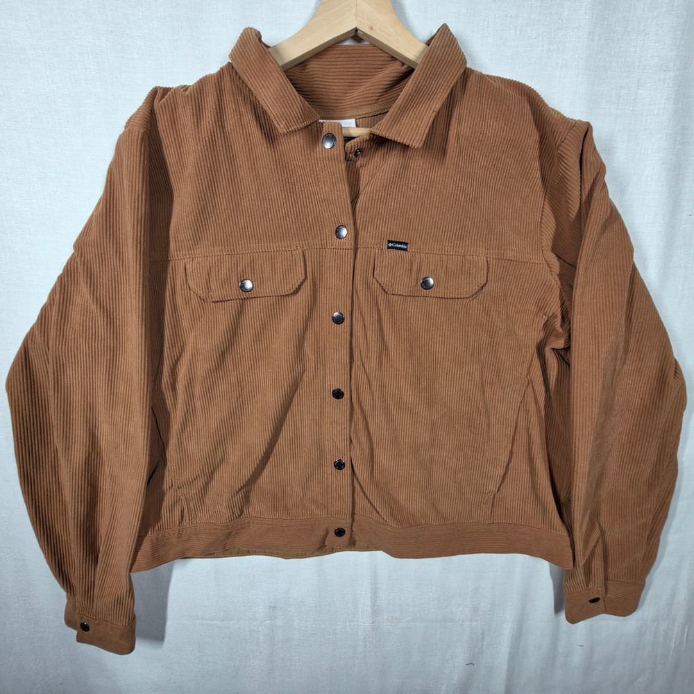 Columbia Corduroy Jacket Womens XXL Blue Point Creek Snap Front Cozy Boxy EUC